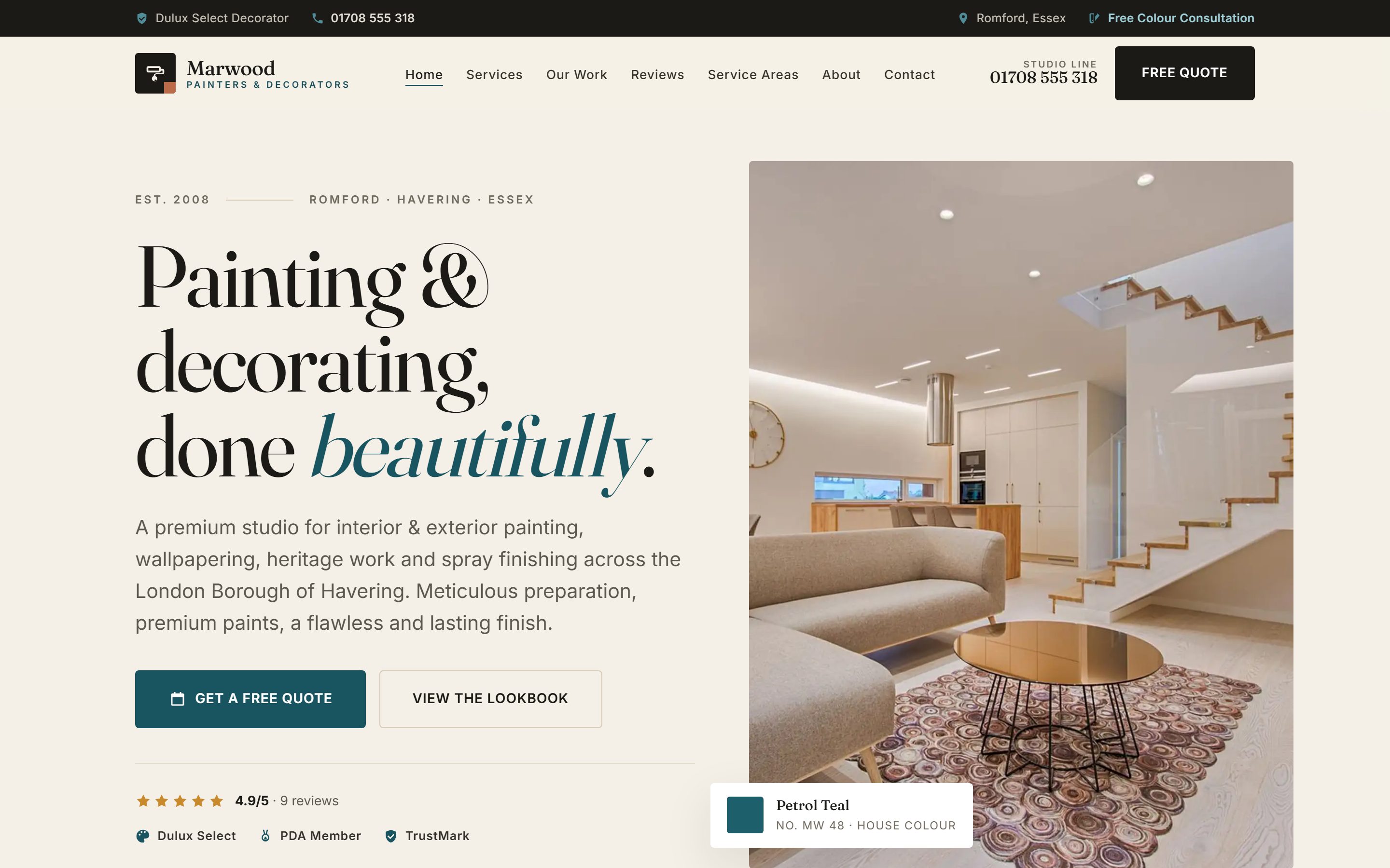 Screenshot of Marwood Decorators homepage
